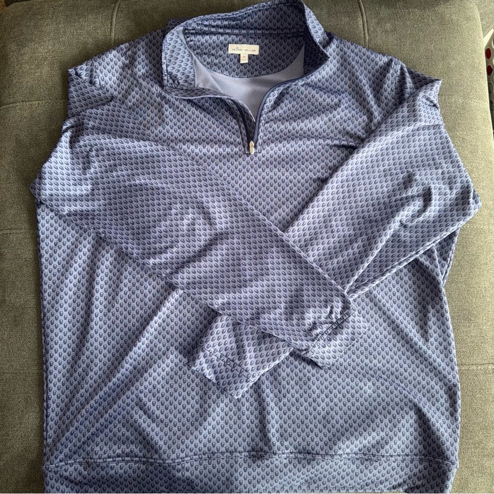 Peter Millar quarter zip pull over XL navy blue with the skulls